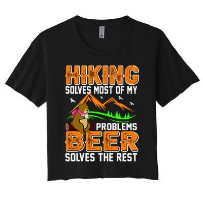 Funny Hiking Beer Solves Problems Crop Top