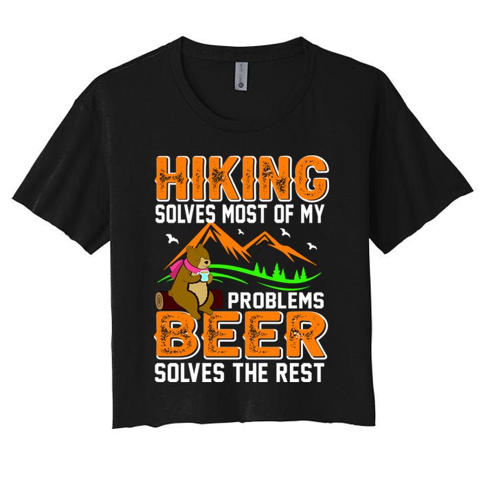 Funny Hiking Beer Solves Problems Crop Top
