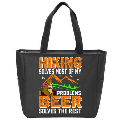 Funny Hiking Beer Solves Problems Zip Tote Bag