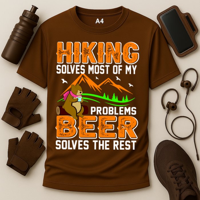 Funny Hiking Beer Solves Problems Performance Shirt