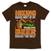 Funny Hiking Beer Solves Problems T-Shirt