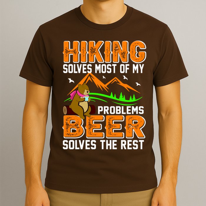 Funny Hiking Beer Solves Problems T-Shirt