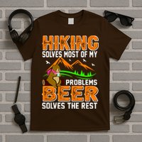 Funny Hiking Beer Solves Problems T-Shirt