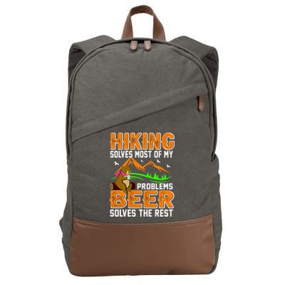 Funny Hiking Beer Solves Problems Cotton Canvas Backpack