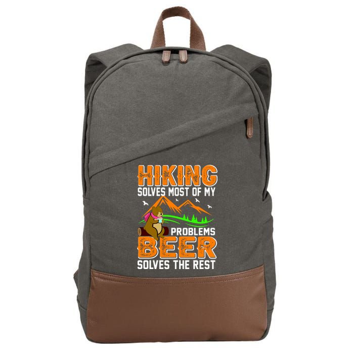 Funny Hiking Beer Solves Problems Cotton Canvas Backpack