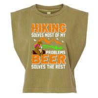 Funny Hiking Beer Solves Problems Garment-Dyed Women's Muscle Tee