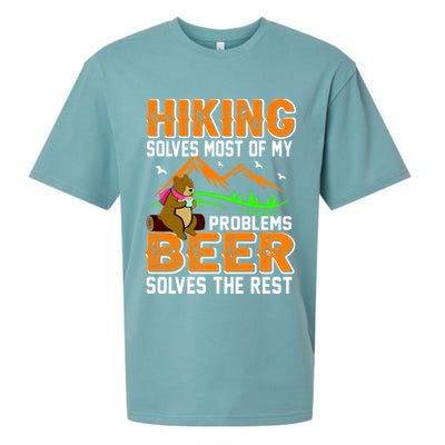 Funny Hiking Beer Solves Problems Sueded Cloud Jersey T-Shirt