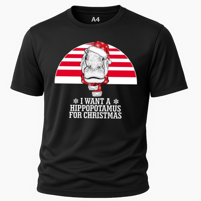 Funny Hippo I Want A Hippopotamus For Christmas Cooling Performance Crew T-Shirt