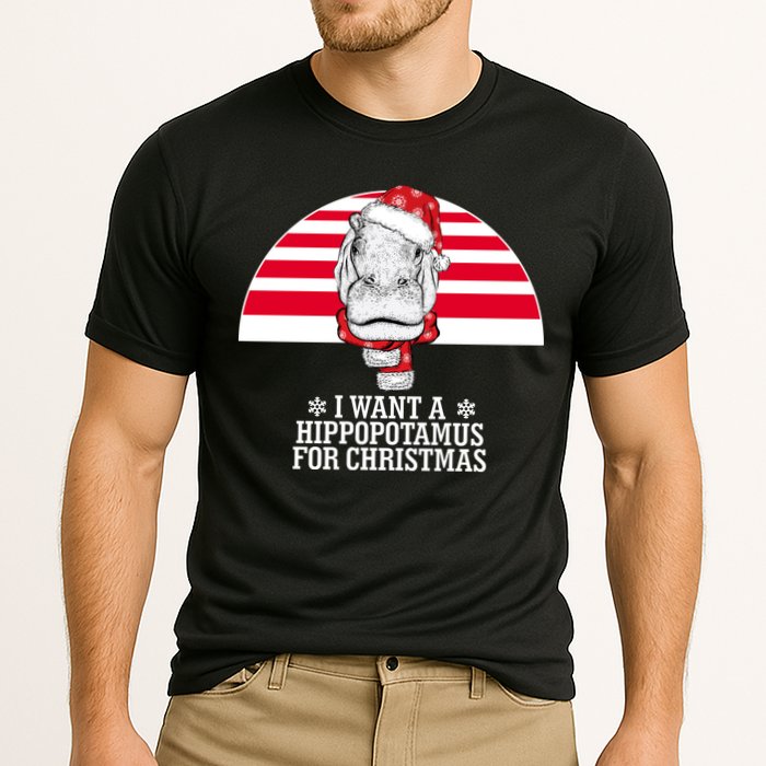 Funny Hippo I Want A Hippopotamus For Christmas Cooling Performance Crew T-Shirt