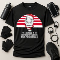 Funny Hippo I Want A Hippopotamus For Christmas Cooling Performance Crew T-Shirt