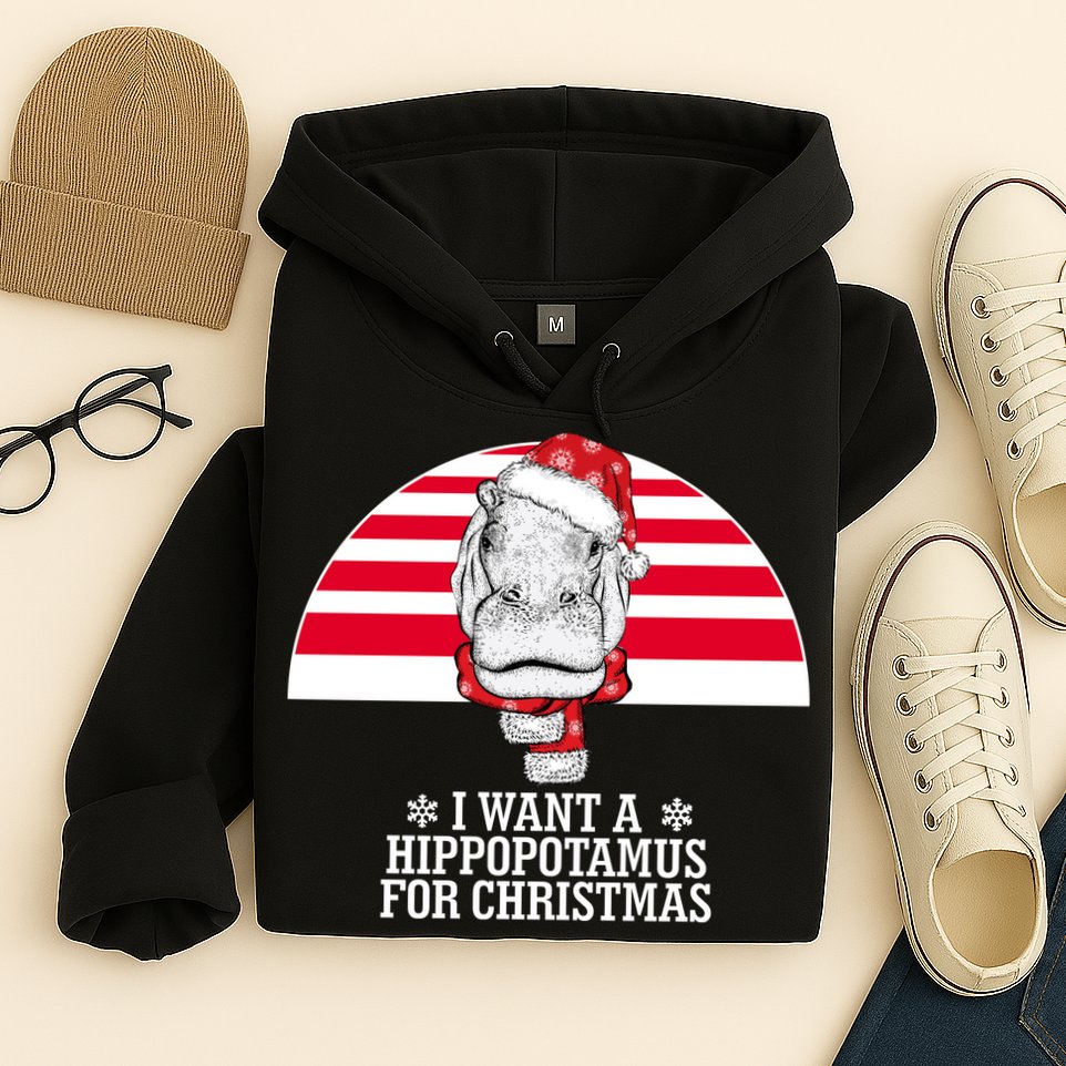 Funny Hippo I Want A Hippopotamus For Christmas Hoodie