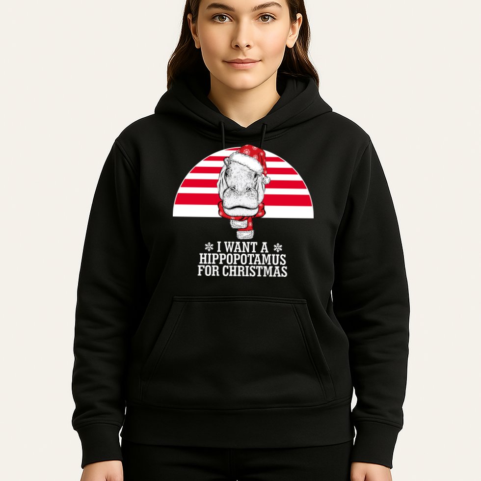 Funny Hippo I Want A Hippopotamus For Christmas Hoodie