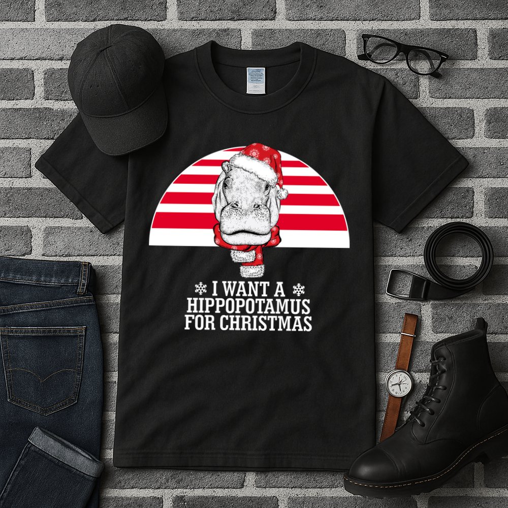Funny Hippo I Want A Hippopotamus For Christmas Tall T-Shirt