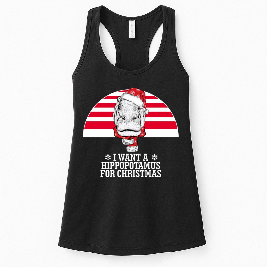 Funny Hippo I Want A Hippopotamus For Christmas Womens Tank Top