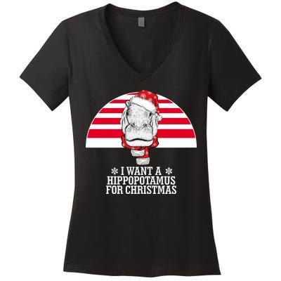 Funny Hippo I Want A Hippopotamus For Christmas Women's V-Neck T-Shirt