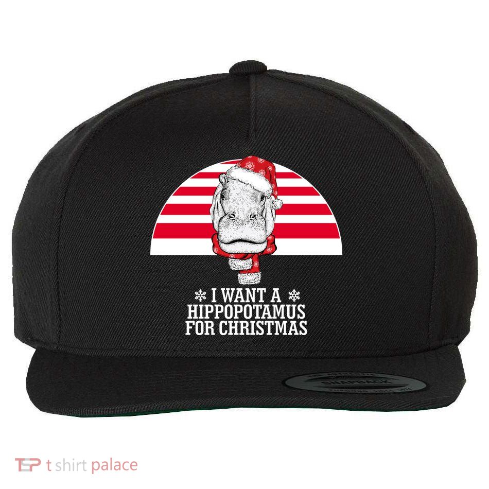 Funny Hippo I Want A Hippopotamus For Christmas Wool Snapback Cap