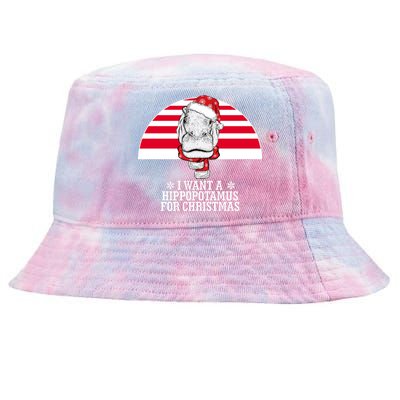 Funny Hippo I Want A Hippopotamus For Christmas Tie-Dyed Bucket Hat