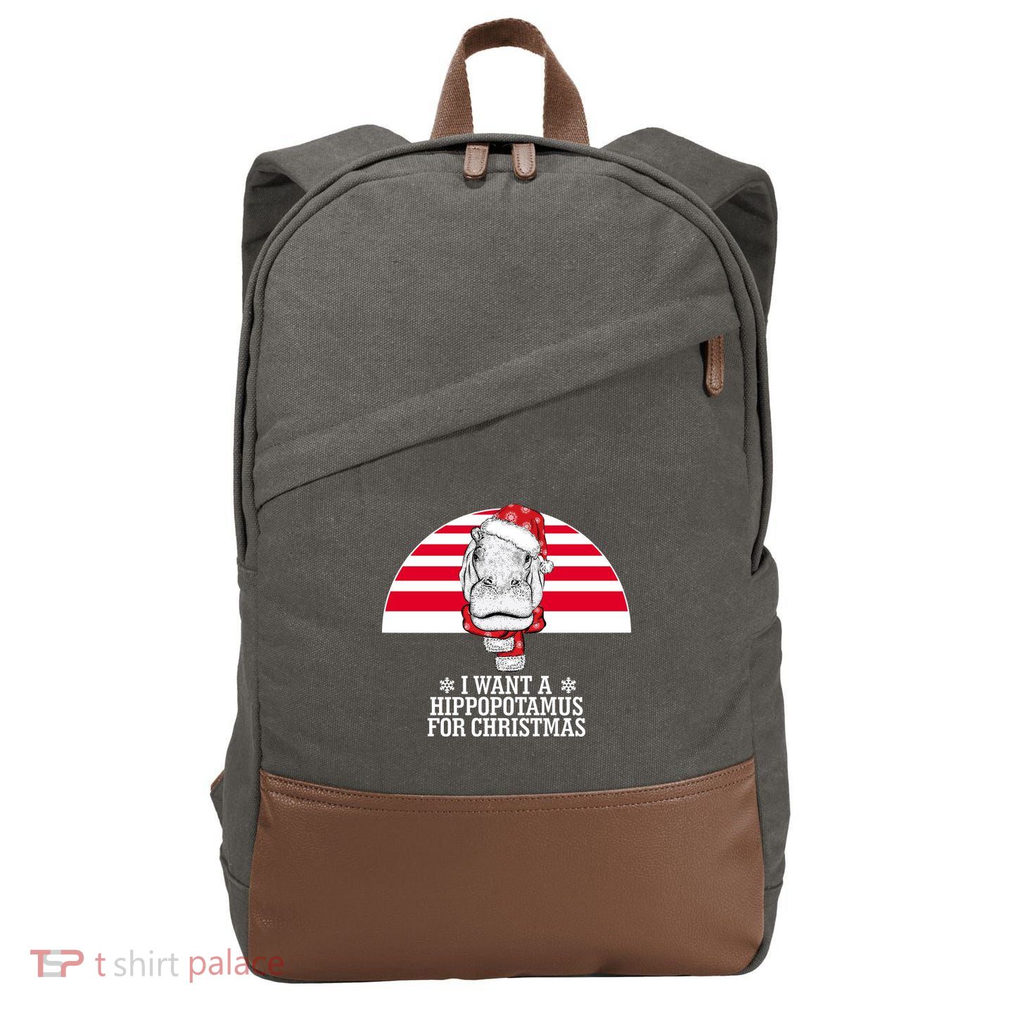 Funny Hippo I Want A Hippopotamus For Christmas Cotton Canvas Backpack