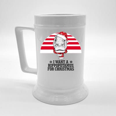 Funny Hippo I Want A Hippopotamus For Christmas Beer Stein