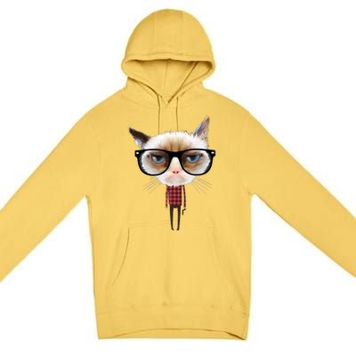 Funny Hipster Cat Premium Pullover Hoodie