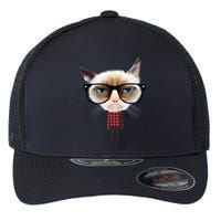 Funny Hipster Cat Flexfit Unipanel Trucker Cap