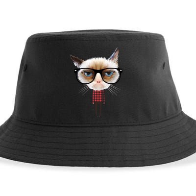 Funny Hipster Cat Sustainable Bucket Hat