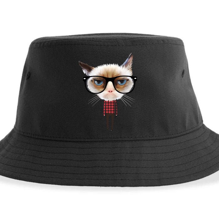 Funny Hipster Cat Sustainable Bucket Hat