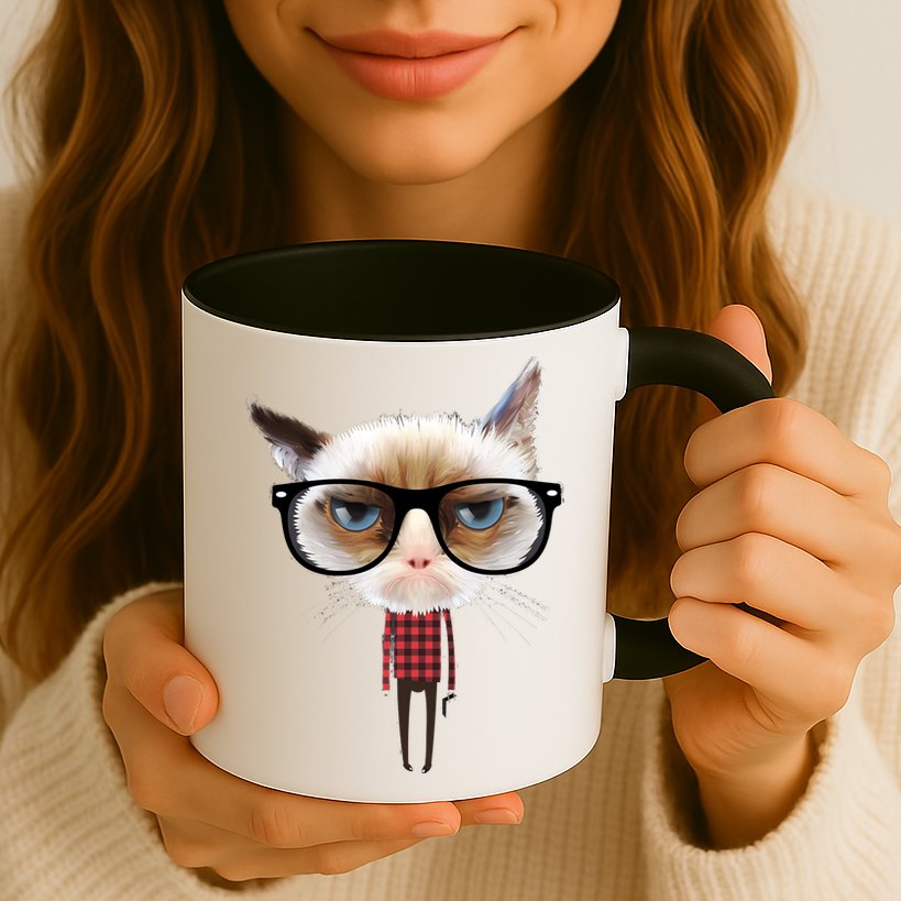 Funny Hipster Cat Mug