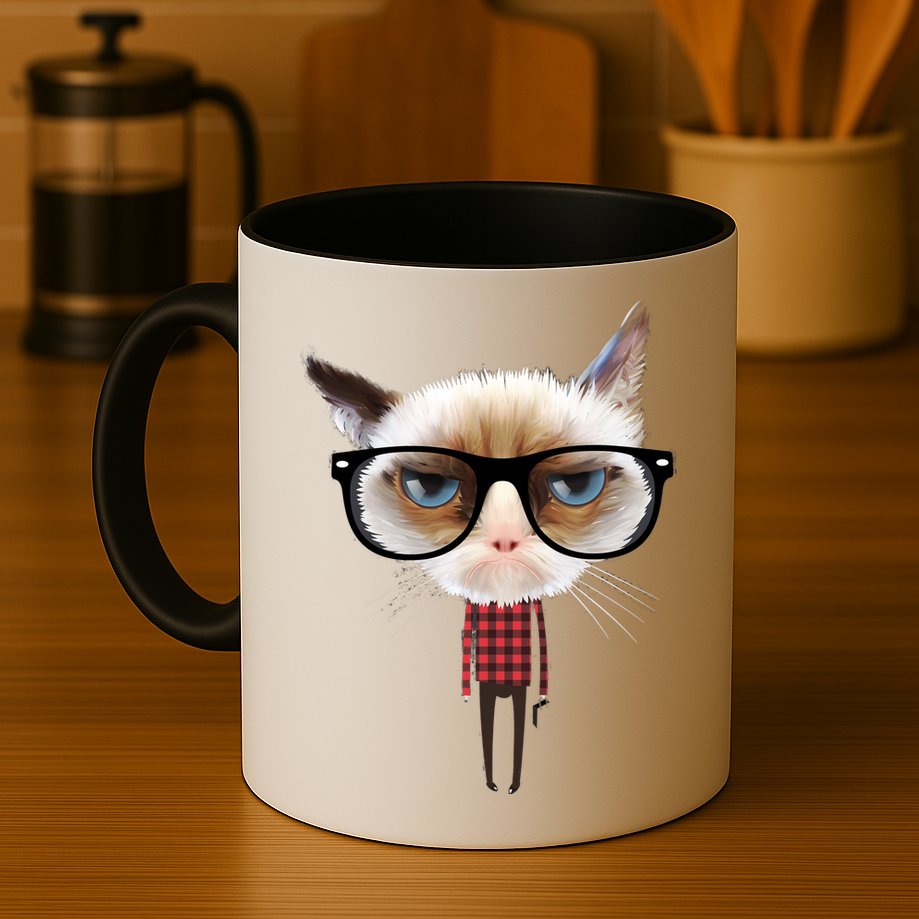 Funny Hipster Cat Mug