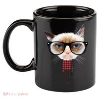 Funny Hipster Cat 11oz C Handle Ceramic Mug