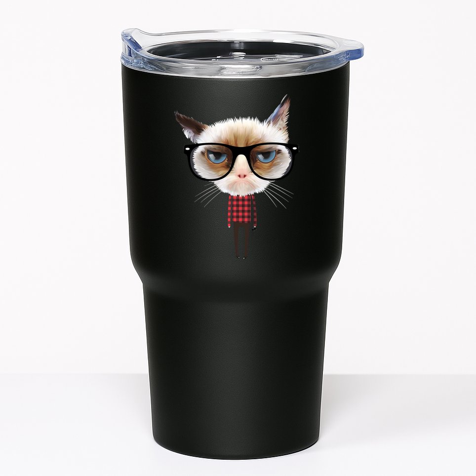 Funny Hipster Cat Tumbler
