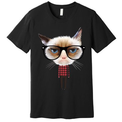 Funny Hipster Cat Premium T-Shirt