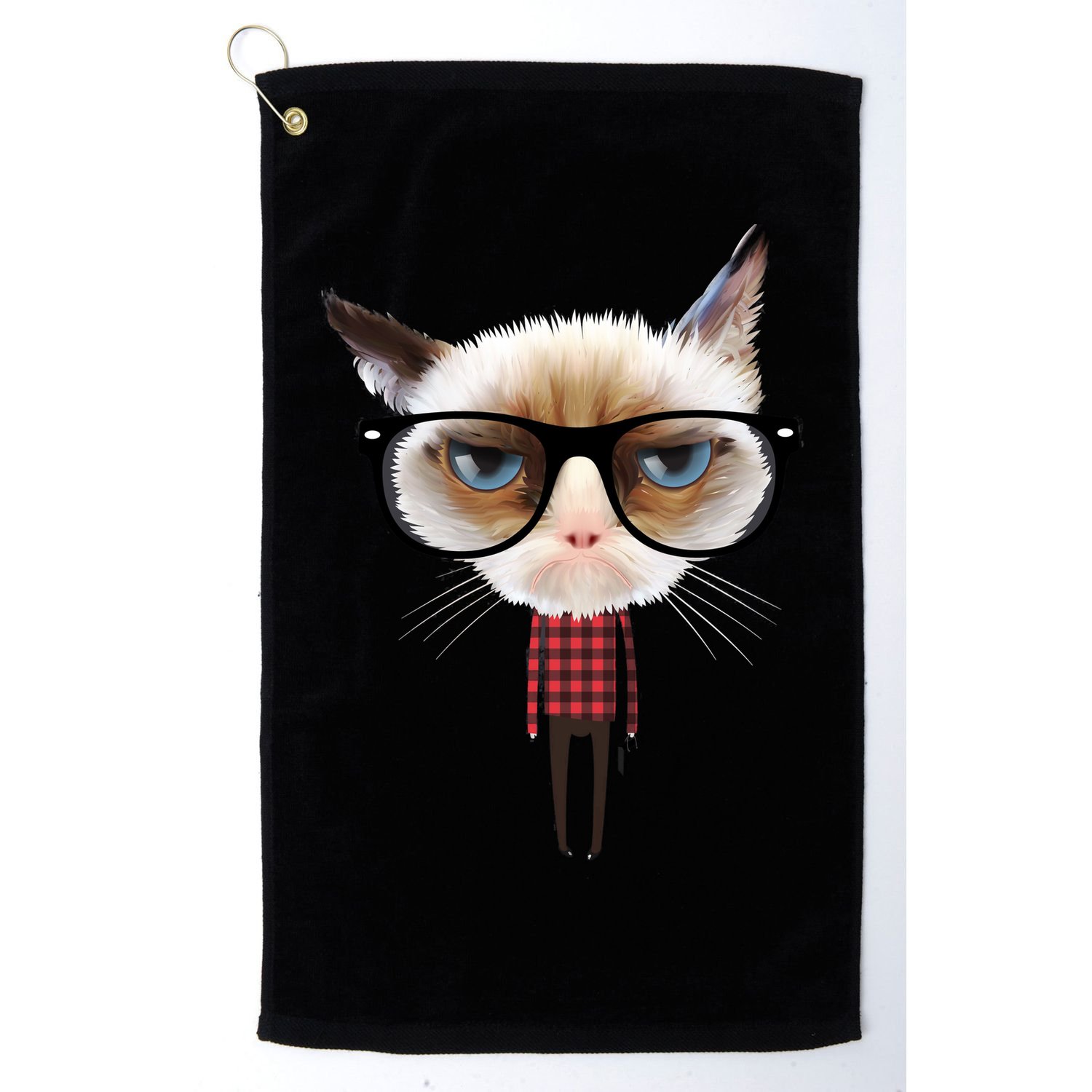 Funny Hipster Cat Golf Towel