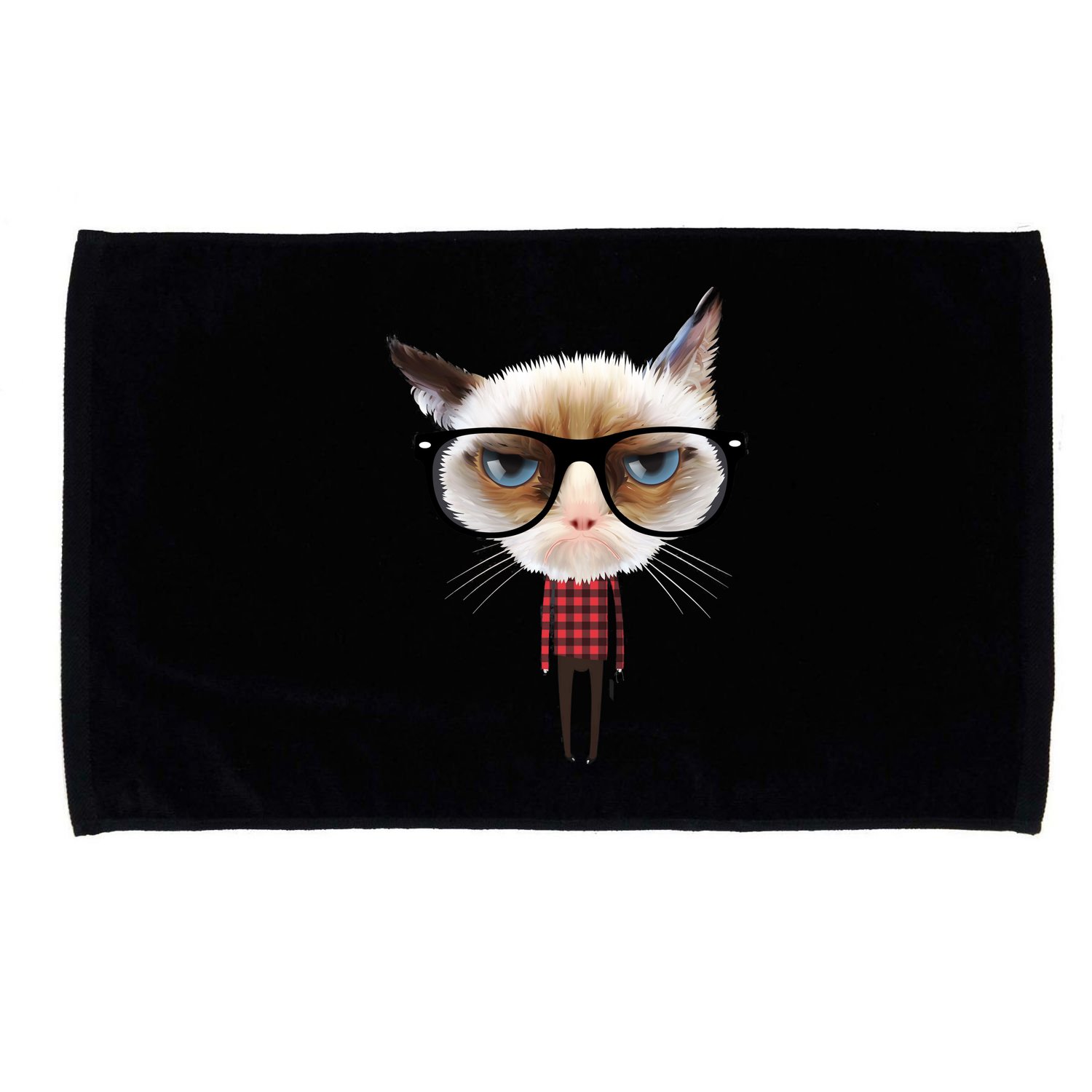 Funny Hipster Cat Microfiber Hand Towel
