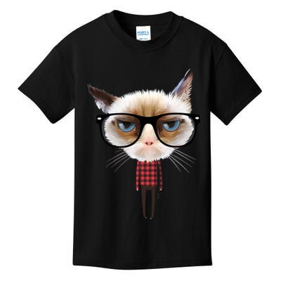 Funny Hipster Cat Kids T-Shirt