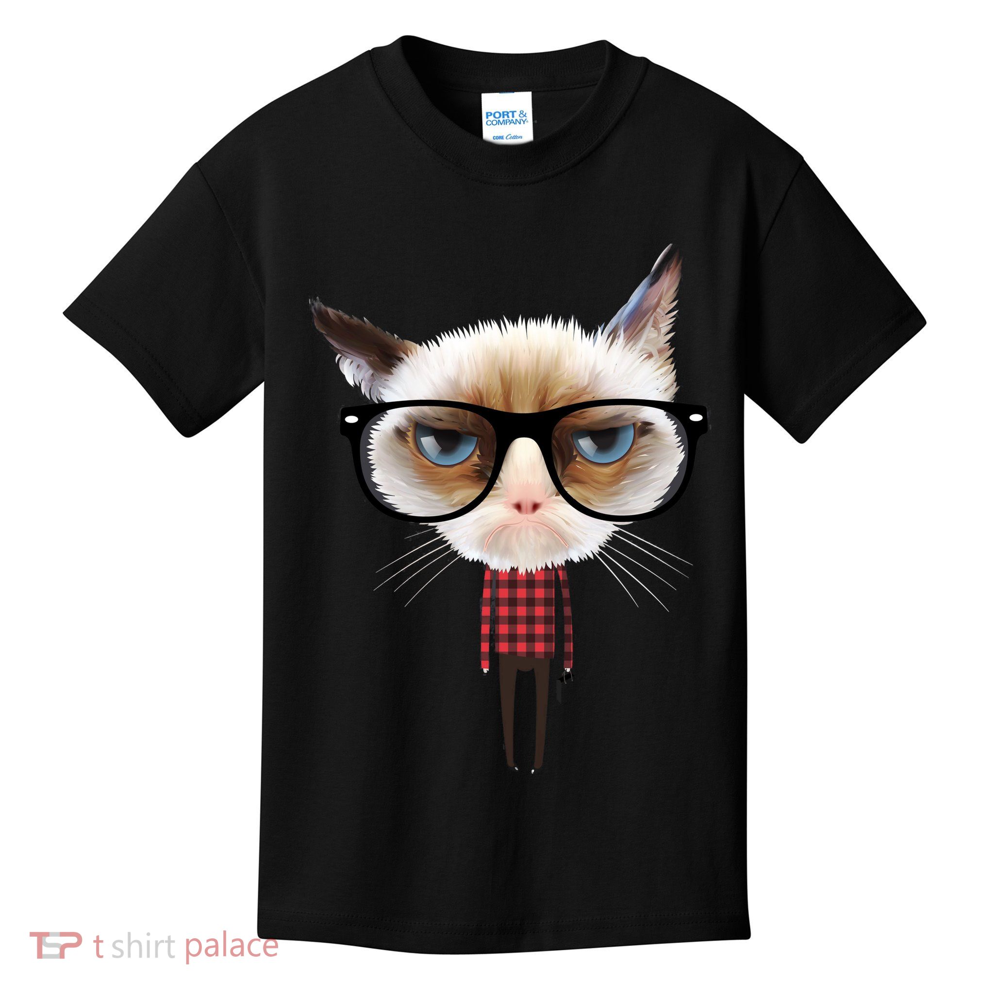 Funny Hipster Cat Kids T-Shirt