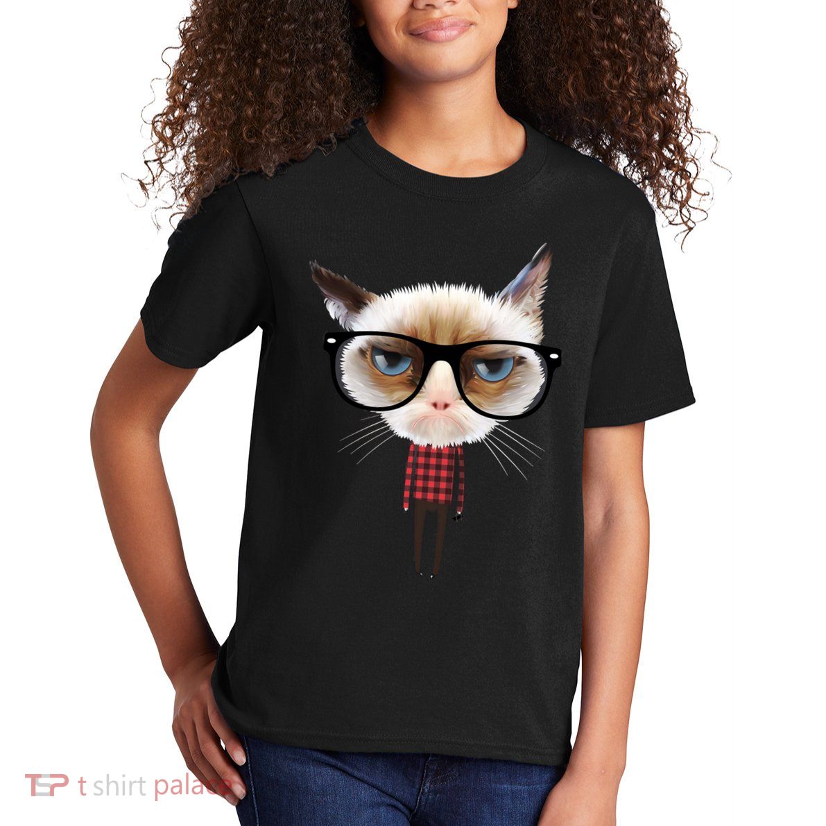 Funny Hipster Cat Kids T-Shirt