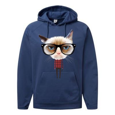 Funny Hipster Cat Performance Fleece Hoodie