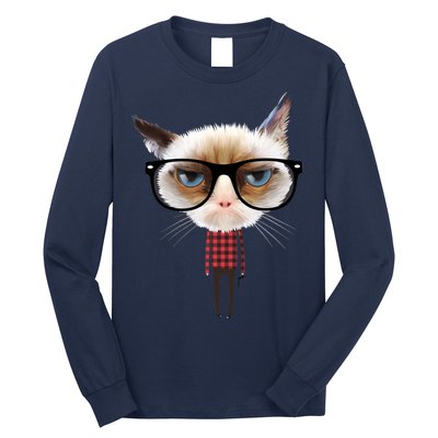 Funny Hipster Cat Long Sleeve Shirt