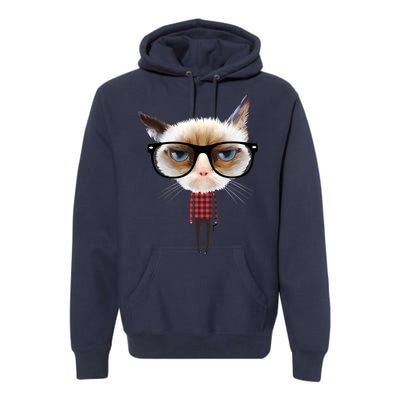 Funny Hipster Cat Premium Hoodie