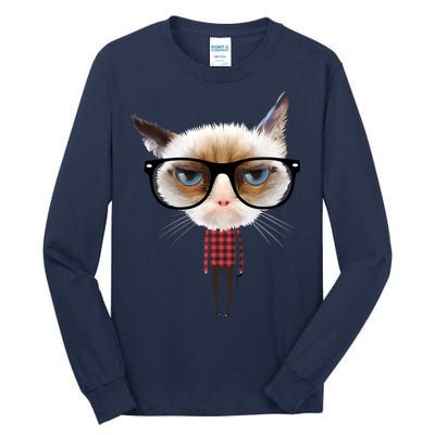 Funny Hipster Cat Tall Long Sleeve T-Shirt