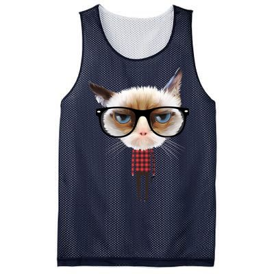 Funny Hipster Cat Mesh Reversible Basketball Jersey Tank