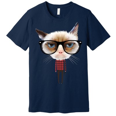 Funny Hipster Cat Premium T-Shirt