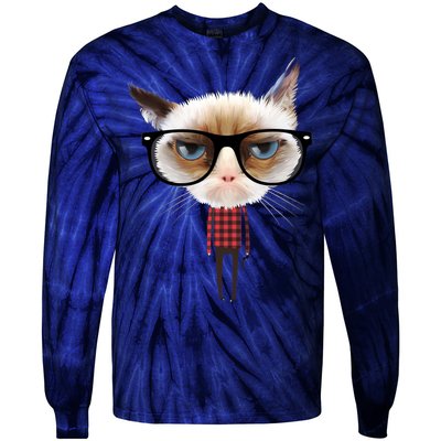 Funny Hipster Cat Tie-Dye Long Sleeve Shirt