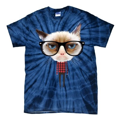 Funny Hipster Cat Tie-Dye T-Shirt