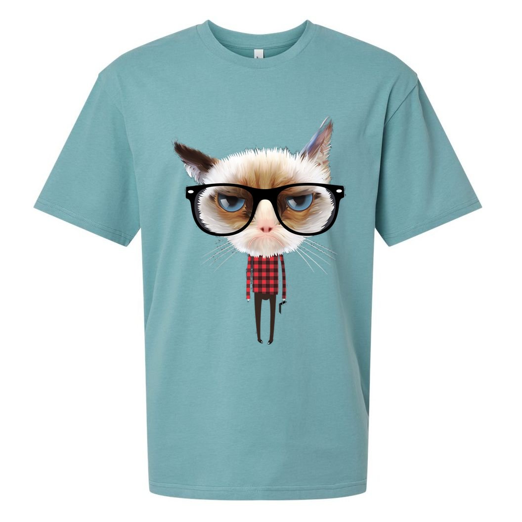 Funny Hipster Cat Sueded Cloud Jersey T-Shirt