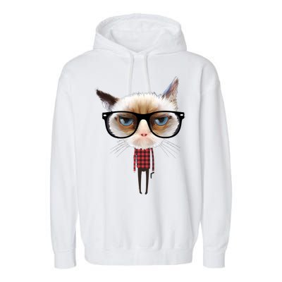 Funny Hipster Cat Garment-Dyed Fleece Hoodie