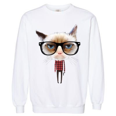 Funny Hipster Cat Garment-Dyed Sweatshirt