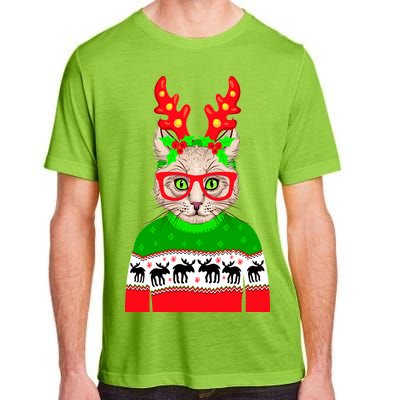 Funny Hipster Christmas Party Cat Adult ChromaSoft Performance T-Shirt