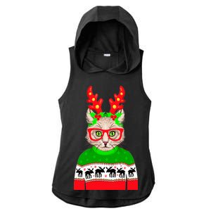 Funny Hipster Christmas Party Cat Ladies PosiCharge Tri-Blend Wicking Draft Hoodie Tank